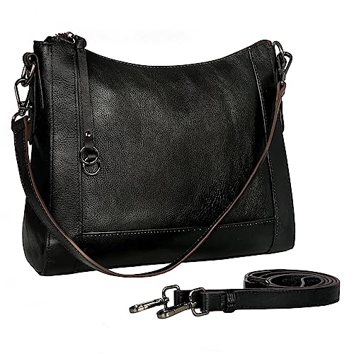 Image of Iswee Leather Crossbody Bags for Women Shoulder Purse Medium Hobo Genuine Leather Satchel Purses and Handbags