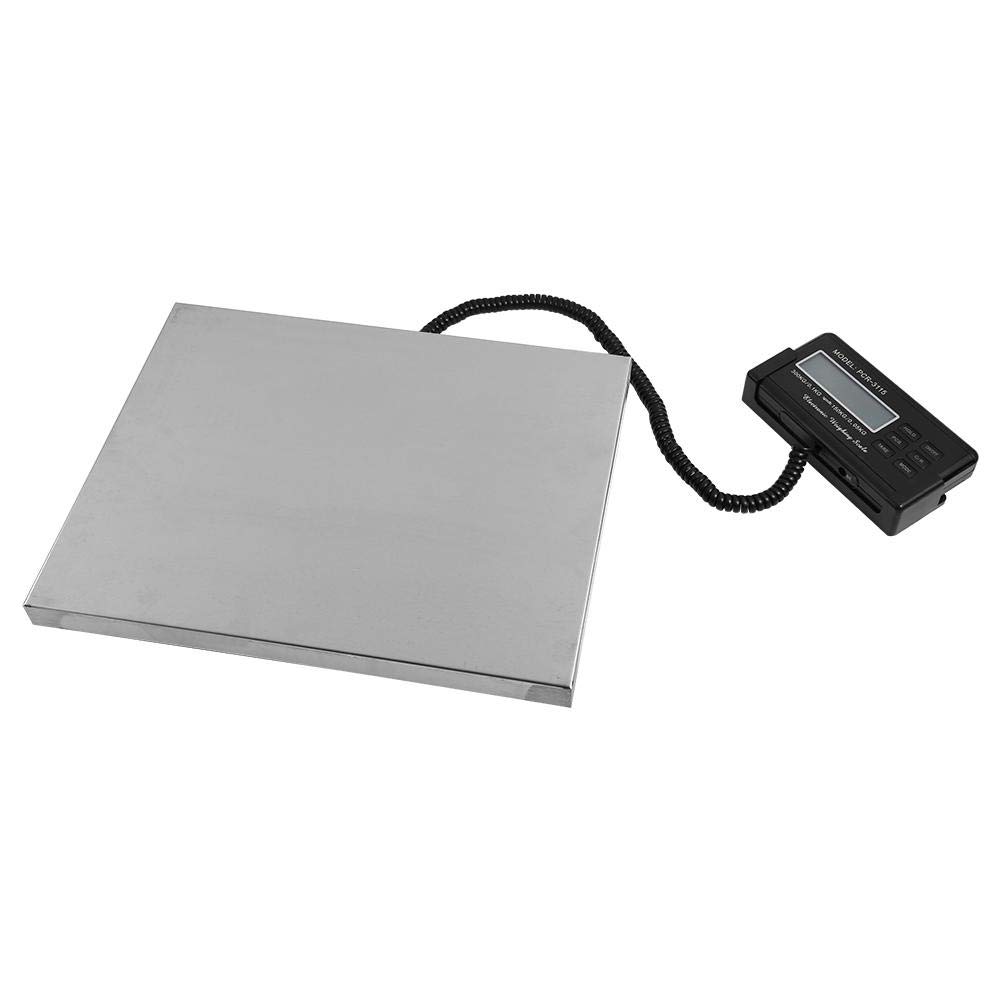 Cocoarm - Báscula digital con plataforma de acero inoxidable para paquetes, pantalla LCD de hasta 300 kg (plataforma: 30 x 38 x 4 cm), funciona con pilas y con red