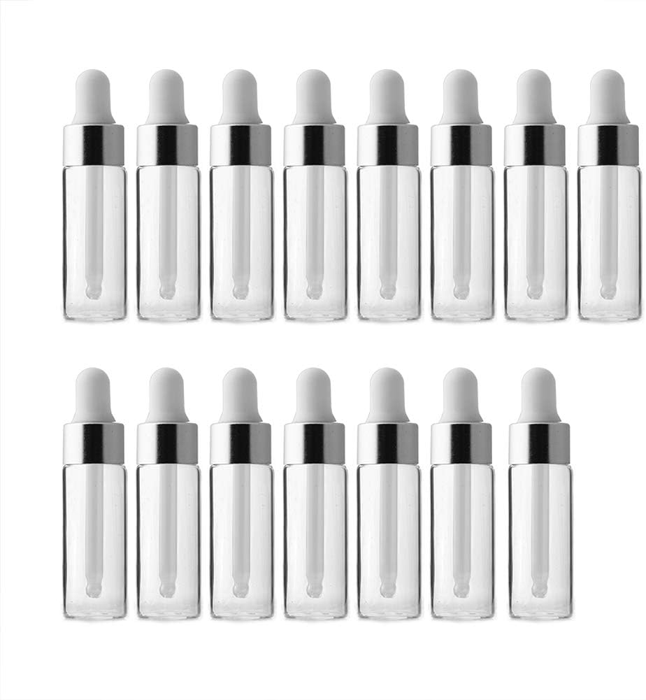 Enslz 3ML Dropper Bottles Empty Refillable Transparent Glass Essential Oil Bottles Perfume Cosmetic Liquid Aromatherapy Lotion Sample Storage Containers Vials Eye Dropper Dispenser, (Set of 15) (3ml)