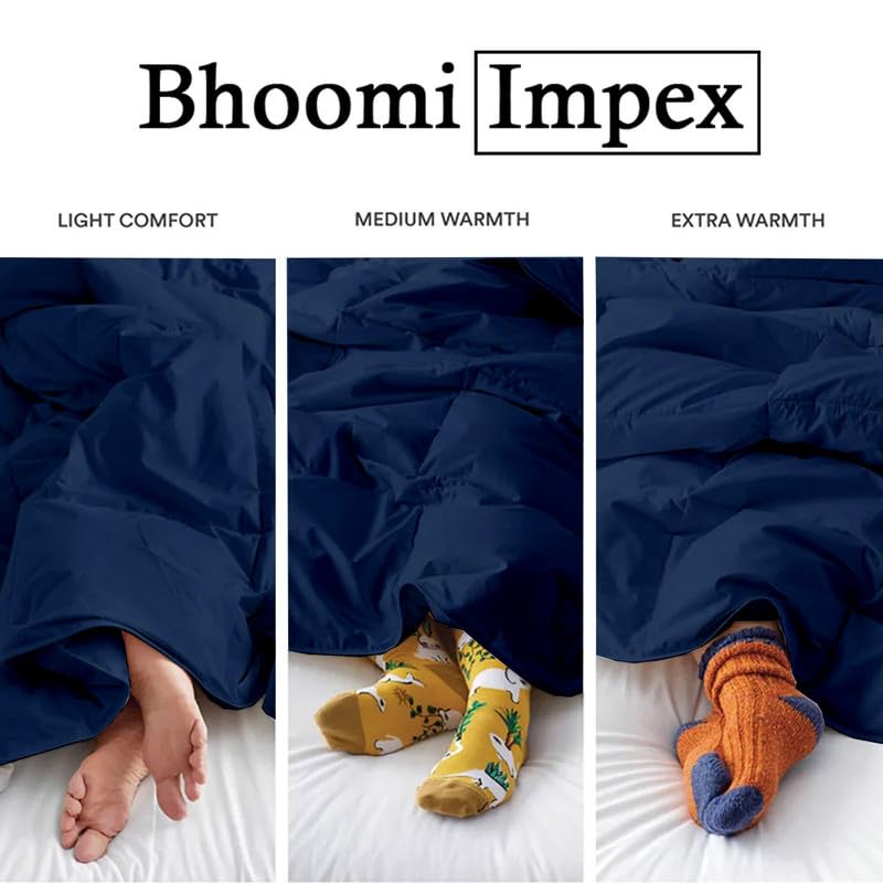 Image of Lightweight Comforter for Double Bed - Ultra Soft & Breathable Summer Blanket | Thin & Cozy Dohar /Duvet - 200 GSM - Navy Blue