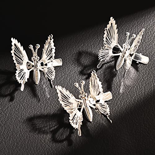 Deeka 12 Pcs Moving Butterfly Clips 3D Metal Gold Silver Black Moving Wings Butterfly Hair Accessories 90S Hair Clips Barrette For Women And Girls -4 Color #TOP3
