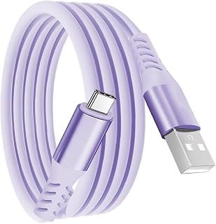 SLuB USB Type C 电缆 3m USB A to USB C 电缆 3A 快速充电 PD60W 支持 硅胶材质 USB2.0 高速数据传输 防断线 iPhone17/16/15/Galaxy/Pixel/Xperia/iPad/MacBook 等 Type C 设备支持 紫色