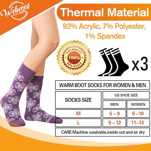 Image of 3 Pairs Warm Thermal Socks for Women & Men Winter Ski Thick Boot Insulated Socks for Cold Weather