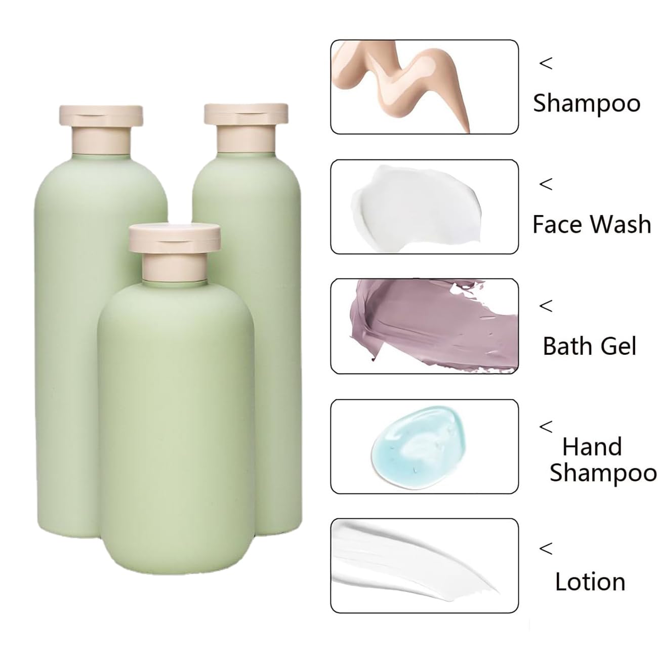 Flacone per pompa in plastica vuoto verde da 200/300/500ml per contenore cosmetico per Shampoo lozione liquida con flaconi riutilizzabili con testa della pompa  66