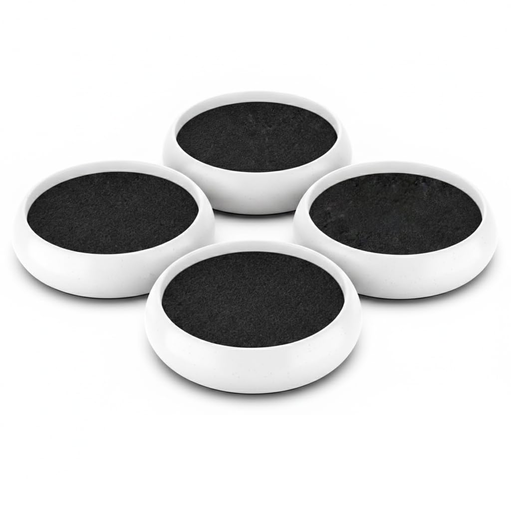 Patins de protection pour roulettes de piano droit blancs en lot de 4 coupelles