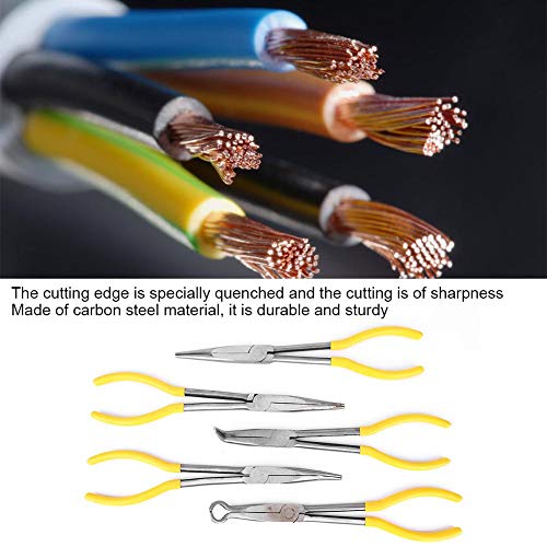 Set di pinze a punta lunga da 5 pezzi, in acciaio