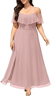 Women Plus Size Bridesmaid Dresses - Off The Shoulder Formal Wedding Guest Bridal Shower Long Dress - Buy now