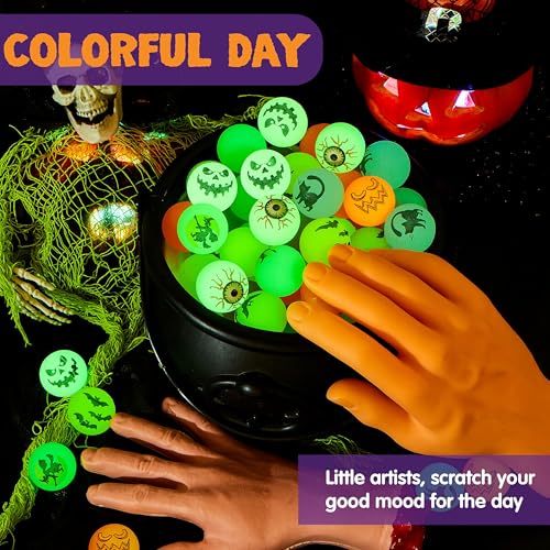 Image of JOYIN 72 PCS Halloween Bouncy Balls, Glow in The Dark Bouncing Balls Eyeballs for Halloween Party favors Decorations, Halloween goodie bag fillers, Trick or Treating School Classroom Game Prizes