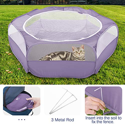 Image of Pawaboo Small Animal Playpen with Zippered Cover, Purple