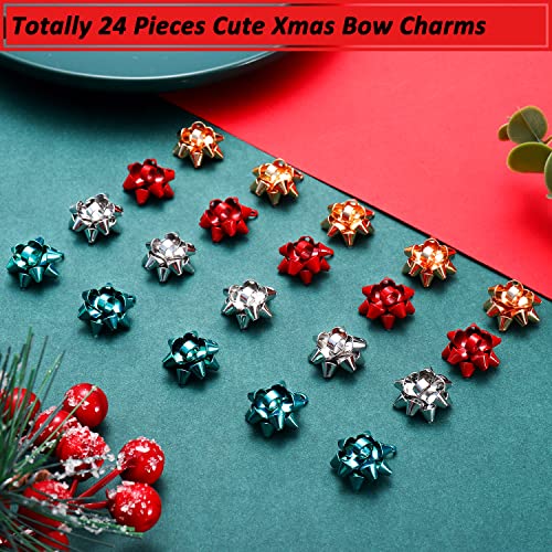 Cealxheny 20Pcs Christmas Charms For Jewelry Making Red Green Xmas Bow Charm Pendants For Diy Earring Bracelet Necklaces Holiday Clothes Sewing Bag Decoration Supply(20Pcs Xmas Bow(16Mm)) #TOP2