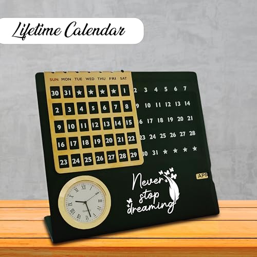 Image of Savri Stainless Steel Lifetime Infinity Calendar with Adjustable Month & Date | inchNever Stop Dreaming inch Engraved | Best Corporate Gift for Office, Employees, Clients | Birthday, Anniversary, New Year.