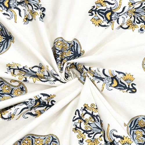 Image of BLOCKS OF INDIA 200TC Diwan Set Cotton 8 Piece | Deewan Printed Bedsheet Sets for Living Room Hall (Set of 8 Piece, 1-Bed Sheet | 2-Bolster Cover | 5-Cushion Cover (Color 45)