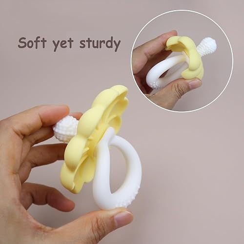 Miniatura 8 de Ginbear Mordedor de silicona para bebés para niñas, sin BPA, juguetes de dentición para bebés, juguetes calmantes para masticar, chupete sensorial