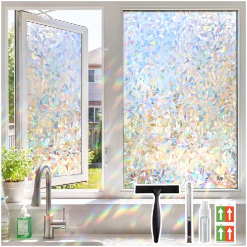 Image of Coavas Rainbow Window Privacy Film, Stained Glass Cling, 35.4 inch x 78.7 inch