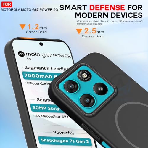 Image of AESTMO Shockproof Back Case Cover for Motorola Moto G67 Power 5G | Slim Hard Shell | Hard Back Cover for Motorola Moto G67 Power 5G (Compatible with MagSafe Accessories, Black)