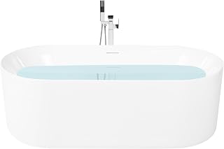 Freistehende Badewanne 169 x 81 cm oval Acryl weiß schmaler Rand modern Ipias