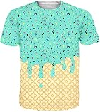RAISEVERN Mens T-Shirts Mint Ice Cream Graphic Tees Dad and Son Matching Shirts Cool Sprinkles Waffle Cone Crewneck Short Sleeve Summer T Shirt Baseball Top L