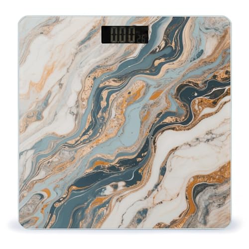 Báscula Digital de Baño con Patrones Abstractos de Mármol miniatura 1