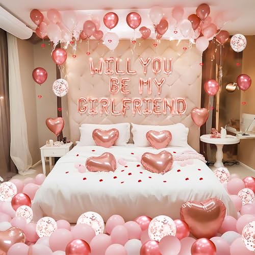 Pink Will You Be My Girlfriend �o���[�� - �o�����^�C���f�[�o���[���L�b�g�A�o���̉Ԃт�200����s���N�̃n�[�g�o���[���A�o�����^�C���f�[�̃��}���`�b�N�ȃf�R���[�V�����A���ʂȖ� (Will you be my GIRLF