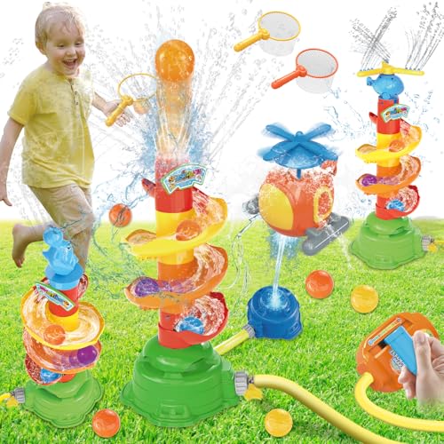 Yiwsnust Water Sprinkler for Kids Toddlers Sprinklers with Rotating Spray Nozzles Attaches Garden Hose Outdoor Play Outside Toys for Kids 3-5 4-8 Boys Girls, Summer Backyard Lawn Game Yard Water Toys