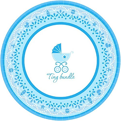 Assiette bébé garçon Amscan pour fêter son arrivée avec tendresse