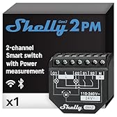 Shelly 2PM Gen3 - Wi-Fi Interruttore Intelligente Relé, 2 Canali, 16А, Monitora il Consumo di Energia, Controllo Remoto e Automazione, Illuminazione, Nessun Hub Richiesto, Alexa, Google Home