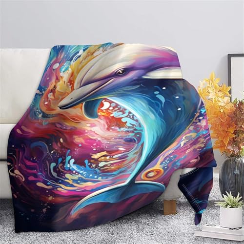 Plaid dauphin 3D lit jeté de canapé microfibre douce 150x200cm