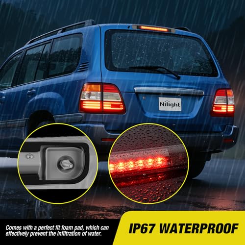 Image of Nilight Third Brake Light Tail High Mount 3rd Stop Lights Smoked Lens Compatible with Toyota Land Cruiser 1998 1999 2000 2001 2002 2003 2004 2005 2006 2007 Van SUV Rear Center Cab Lamp