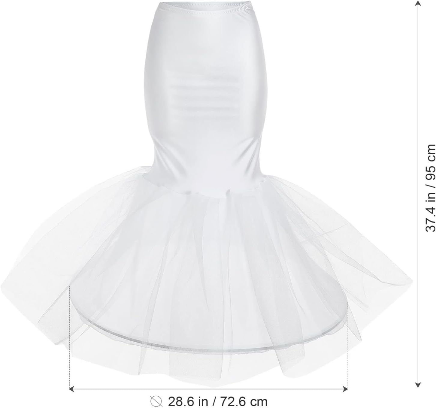 Amosfun Bridal Mermaid Fishtail Petticoat Slip Floor Length Underskirt Crinoline for Bride Women Wedding Dress White Tulle Petticoat - Image 2