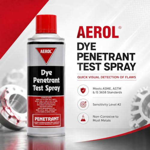 Image of Aerol Dye Penetrant Test Spray (Visible Red, Solvent Removable) for Liquid Penetrant Inspection, (193g / 280 ml)