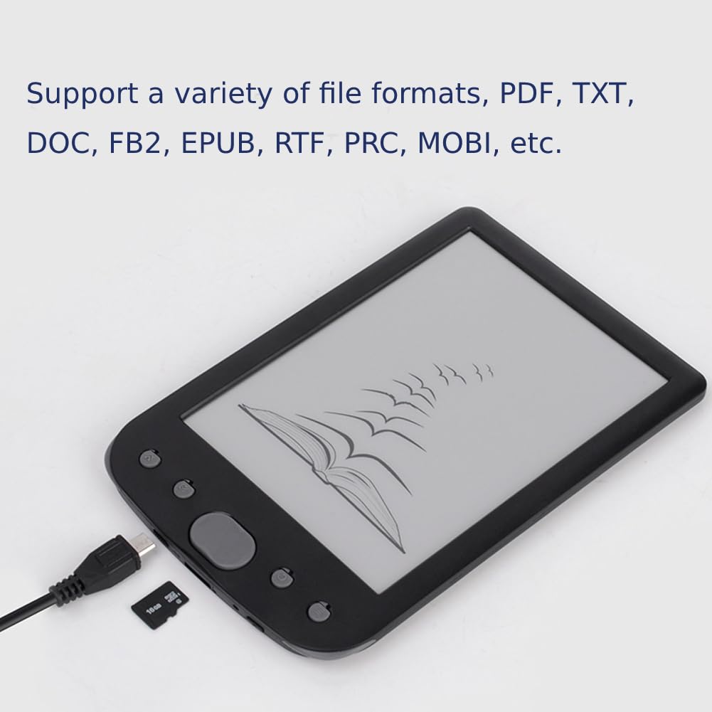 GOWENIC Ereader, 6In 800X600 Lettura Tablet Hd Inchiostro Schermo E Reader 8Gb 512Mb Abs Ebook Reader con Custodia Protettiva Film per la lettura, Supporto 32Gb Tf Scheda di Espansione