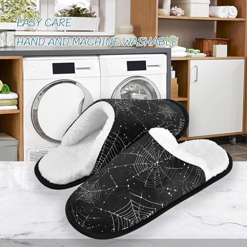 Halloween Spiders Web Black Light Slippers For Women Men Soft Memory Foam Non-Slip Hallowmas Winter Indoor House Shoes Travel Slipper3