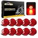 Partsam 10x Trailer Truck Red Sealed 2" Round Led Marker Light Dependable Light, 2 Inch Round led Trailer Lights Side Marker Clearance Lights Waterproof