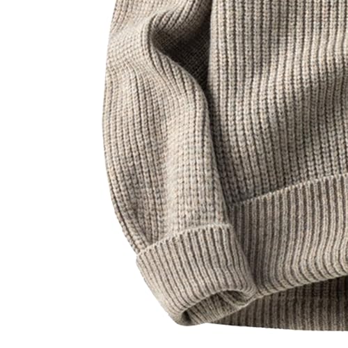 Mens Thick Crew Neck Woven Sweater Male Long Sleeve Cable Knit Sweater Pullover Sweaters Loose Fit for Men4