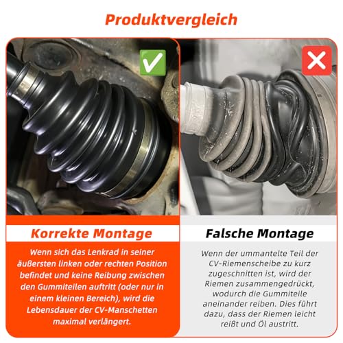 techextra 2 Stk CV Achsmanschette Universal, Antriebswellenmanschette für 19–24mm Wellen, Flexible Silikon Antriebswelle Faltenbalg, Staubdichtes Achsmanschettensatz mit Klemmen Kabelbindern für Auto