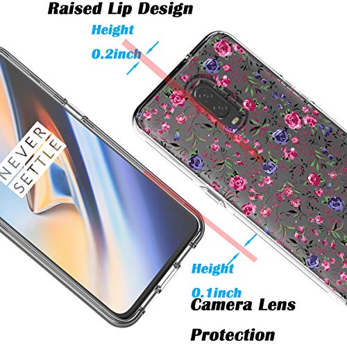 Coque OnePlus 6 YmhxcY transparente à fleurs avec protège-écran HD et anneau support