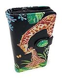 Shag Wear Giraffe Large Women’s Wallet, Vegan Faux Leather Bifold with Card Slots, Bill Compartments and Secure Snap Closure in Black 7'