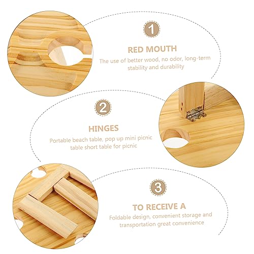 Table à vin pliable extérieure en bois et support de verre