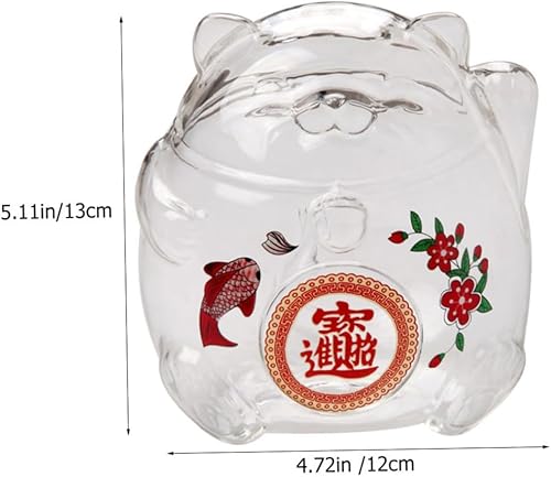 Miniatura 2 de Alcancía transparente para adultos, alcancía de cristal, hucha de cristal, figura de gato de la suerte, caja de cerdito, estatua de gato Maneki,