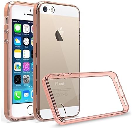 USBelieve Crystal Clear Premium Hybrid Protective Case, TPU Soft Bumper and Hard Back Cover for iPhone SE, 5, 5S (Rose Gold)