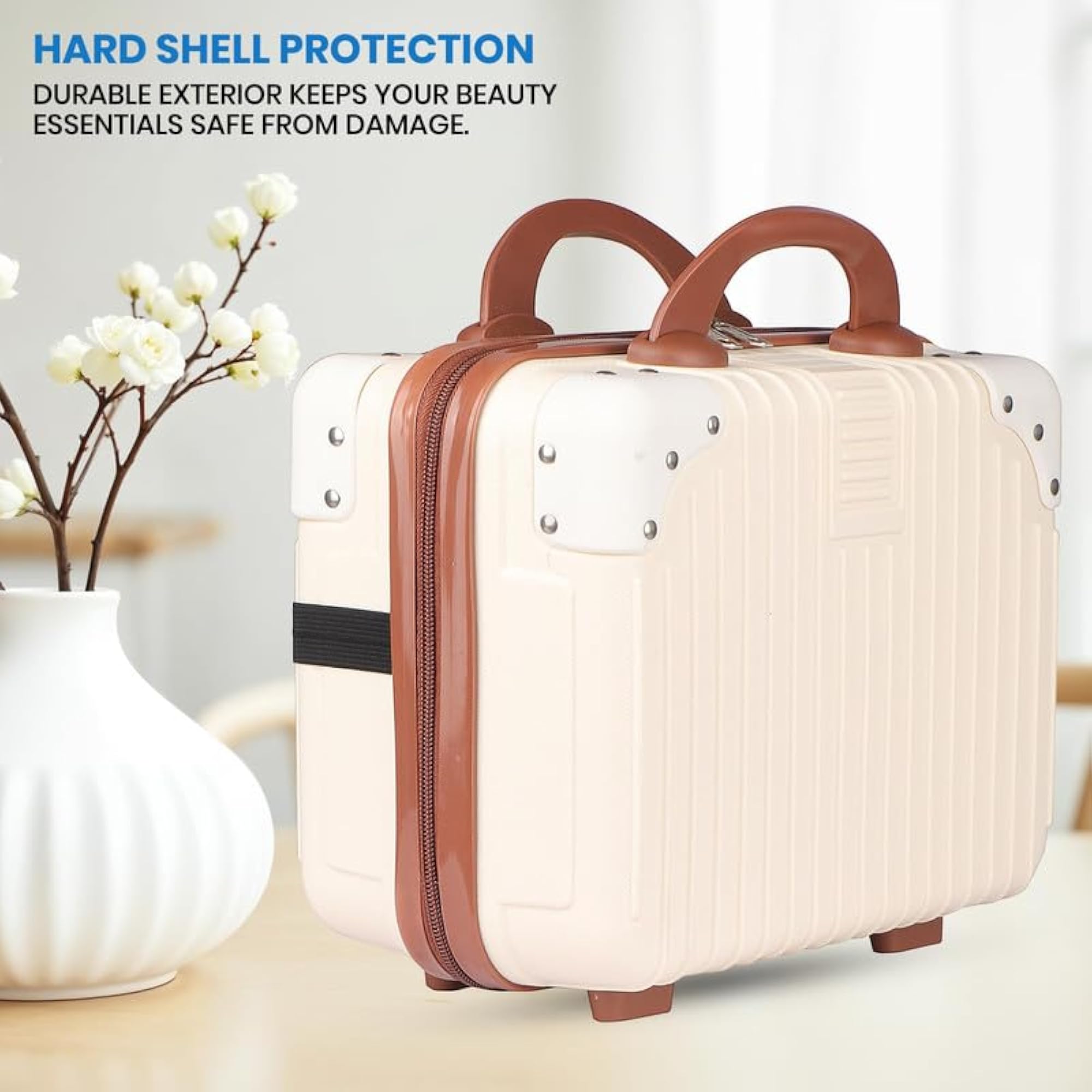 Lightweight and Durable Waterproof Vanity Case in Beige