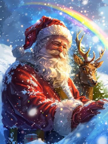 SKRYUIE Paint by Numbers Kit for Adults Beginner Santa Claus, Acrylic Christmas Oil Painting by Numbers Kits with PaintBrushes Paintwork Art Crafts Canvas for Home Decor 16x20 inch d5
