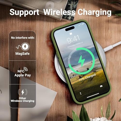 Image of DIZORO Compatible with iPhone 13 Case, Liquid Silicone Case, Full Body Protective Cover, Shockproof, Slim Phone Case, Anti-Scratch Soft Microfiber Lining, 6.1 inch - Pine Green