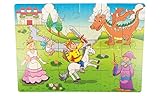 Made in Germany Puzzle Märchen-Welt aus Holz, mit 24 Teilen - Holzpuzzle, Legepuzzle, Steckpuzzle mit Märchen-Schloss, für Kinder ab 3 Jahren