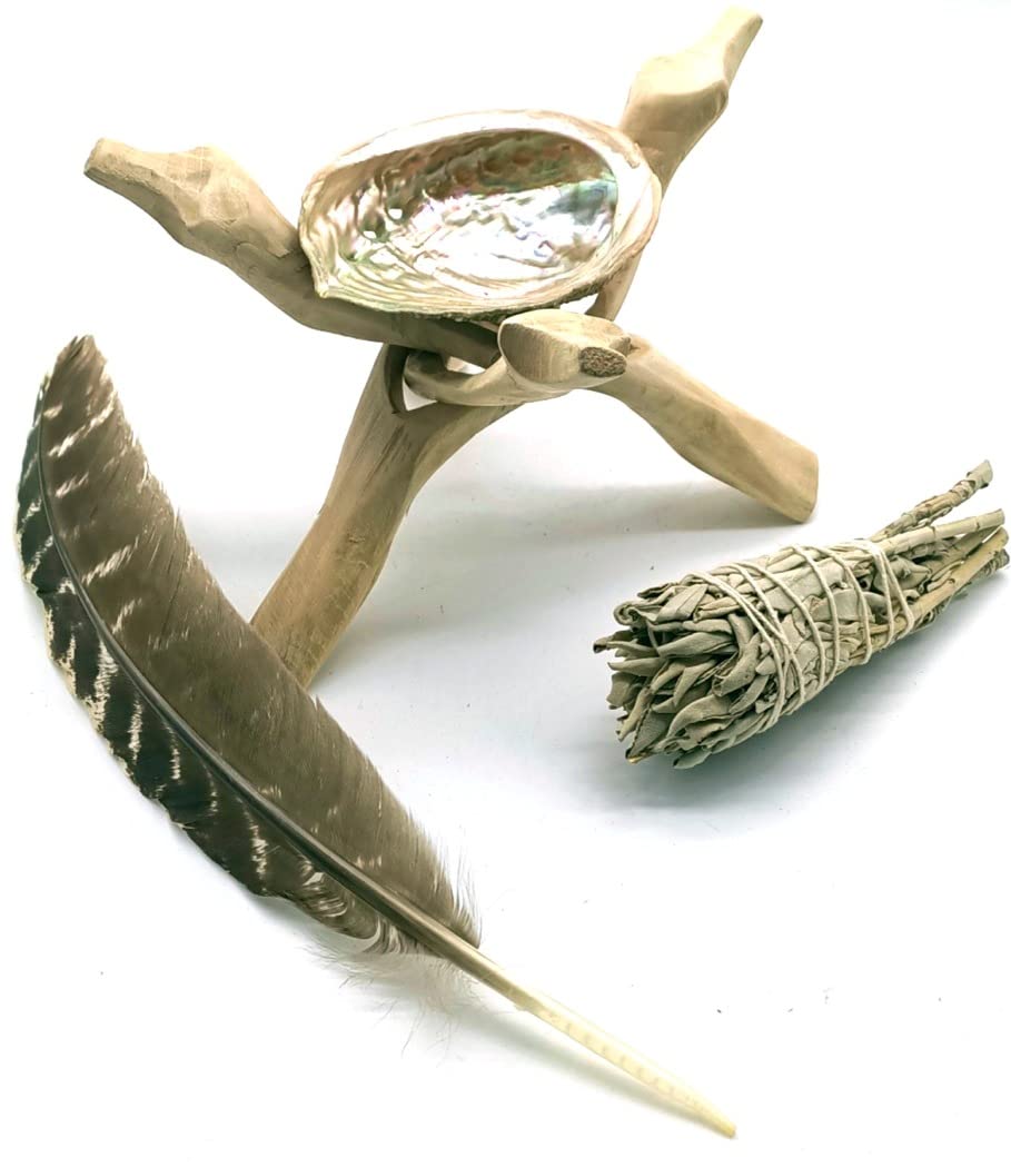 Kit Di Salvia Californiana E Palo Santo Per Purificazione, Con Conchiglia Abalone E Piuma, Confezione Regalo Per Meditazione E Benessere