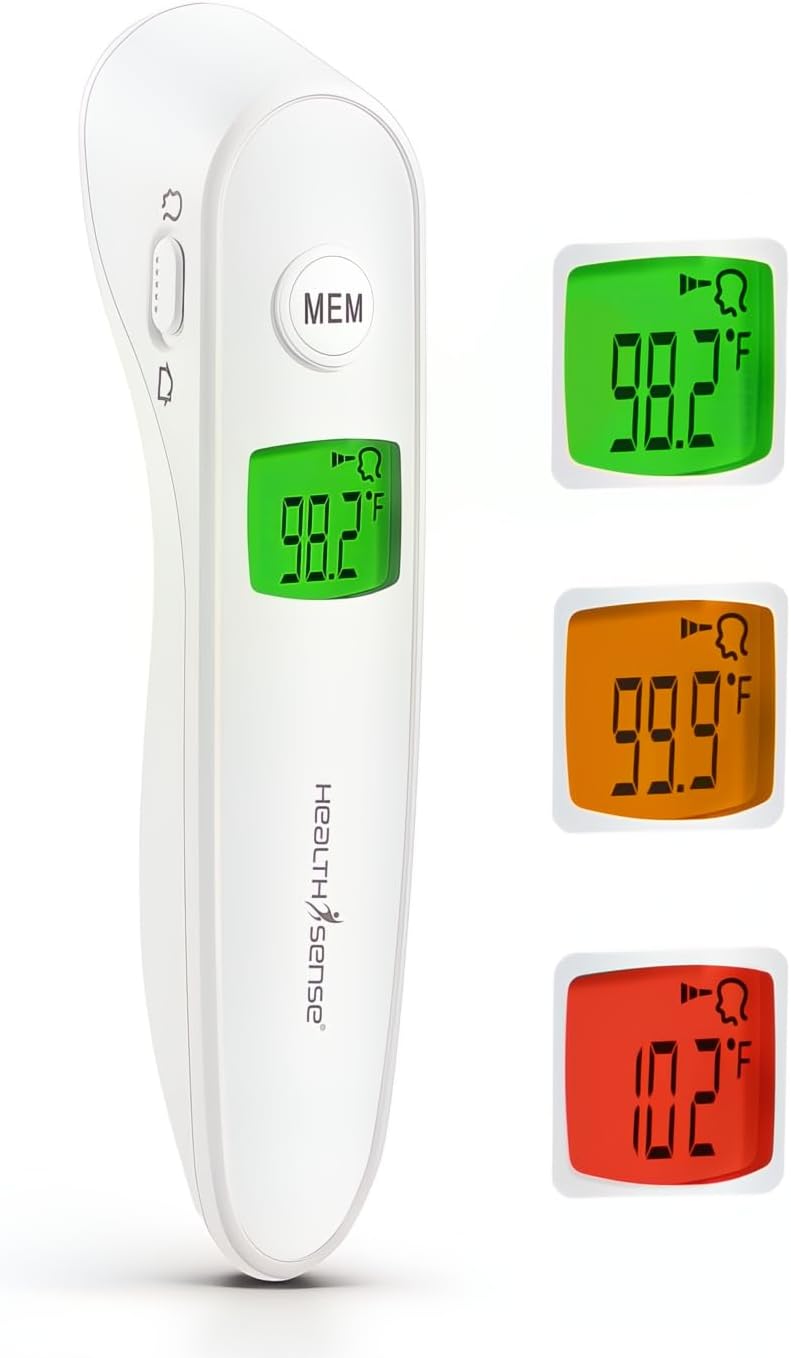- Thermometer For Fever, Digital Infrared Forehead Thermometer for Baby Home with German Sensor, Blue Dot Technology, Tri-Color Backlight & 1 Year Warranty, Accu-Scan LFR30B (White).