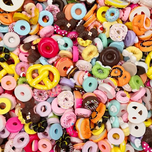 Image of Ulalaza 50pcs Charms Mixed Set Resin Flatback Making Supplies For DIY Craft Making And Ornament Scrapbooking Beads Assorted Candy Fruit Cake Ornament