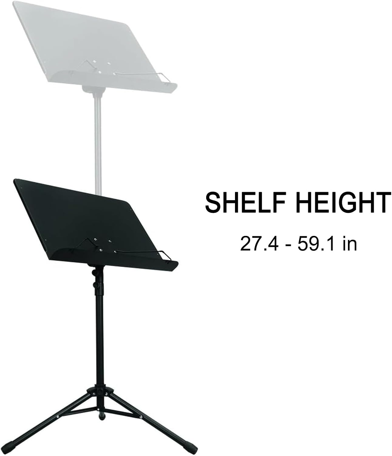 Folding Sheet Music Stand, Stable Music Stand for Keyboard with Tray, Projector Tripod Stand, Height Adjustable, Heavy Duty, for Sheet Music & Projector Stand, for Instrumental Performance