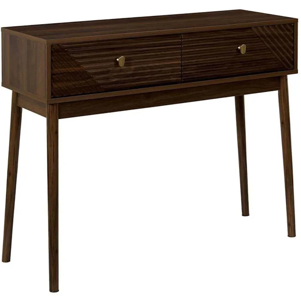 HOME DECO FACTORY, HD0563, Elegancka konsola Tiffany z szufladami i półkami, idealna do salonu lub biura, praktyczna i łatwa w utrzymaniu, kolor brązowy, rozmiar 100x80x35 cm