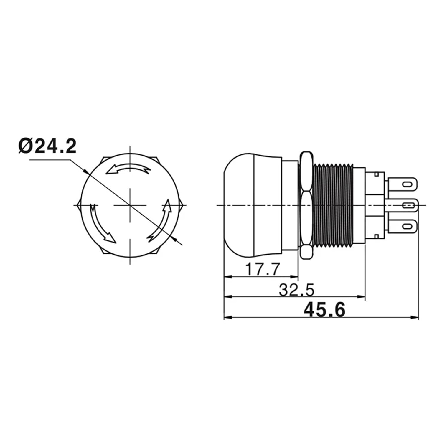 1個 19mm 防水ステンレススチール 防水金属ラッチング緊急停止押しボタンスイッチ ボタンスイッチ